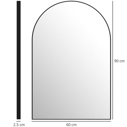 60 x 90cm Arched Home Mirror - Black