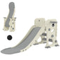 3 in 1 Kids Slide with Climber, Basketball Hoop and Ball, Foldable Indoor Toddler Slide for Ages 2-5, Cream White