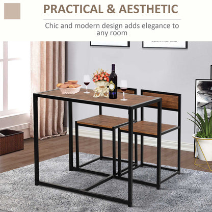 Dining Table and Chairs Set 2, Dining Room Sets, Rectangular Space Saving Table and 2 Chairs for Compact Kitchens, Steel Frame
