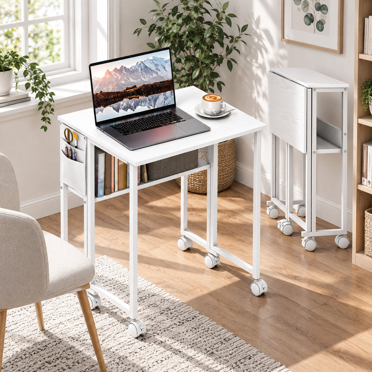 63 cm Drop Leaf Writing Work Desk - White