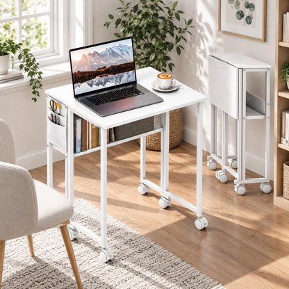 63 cm Drop Leaf Writing Work Desk - White
