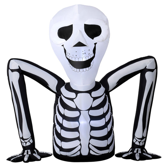 Inflatable Ground Crawling Skeleton, Scary Halloween Decoration with Built-in LED Lights for Indoor Outdoor Decor
