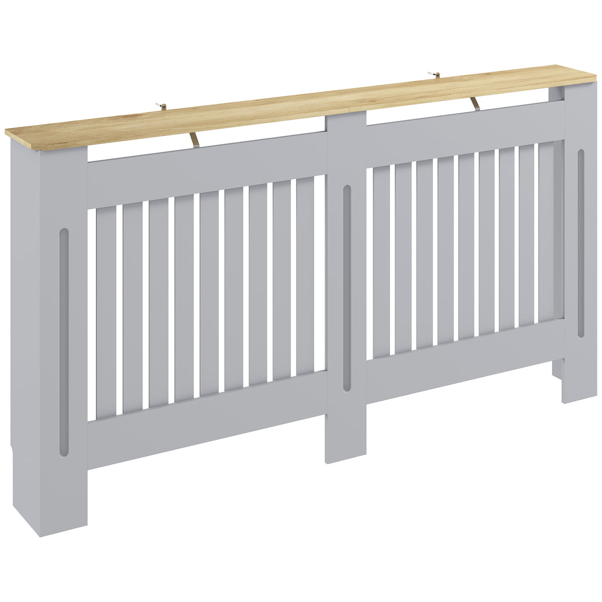 Slatted Radiator Cover, Painted Cabinet with Line Grill Design, 152W × 19D × 81H cm, Grey