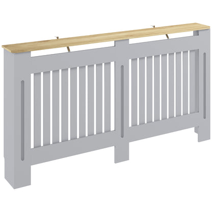 Slatted Radiator Cover, Painted Cabinet with Line Grill Design, 152W × 19D × 81H cm, Grey