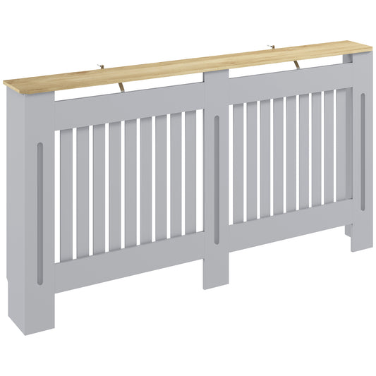 Slatted Radiator Cover, Painted Cabinet with Line Grill Design, 152W × 19D × 81H cm, Grey