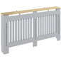 Slatted Radiator Cover, Painted Cabinet with Line Grill Design, 152W × 19D × 81H cm, Grey