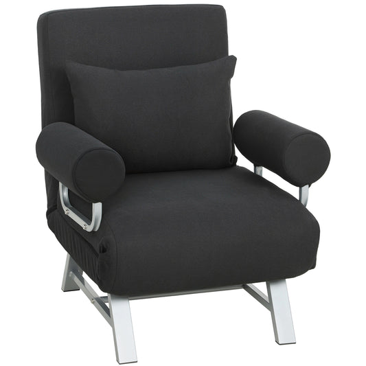 Single Sofa Bed, 3-in-1 Convertible Folding Chair Bed with Adjustable Backrest, Removable Armrests