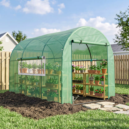 300 x 200cm Walk-In Polytunnel Greenhouse - Green