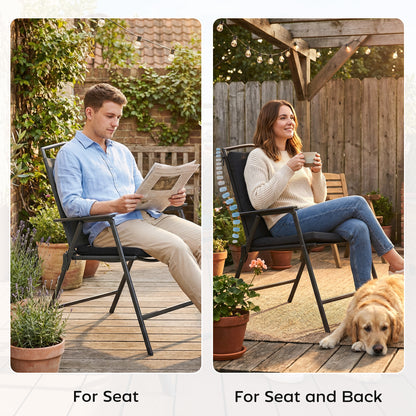 Outdoor Seat Cushions Set of 2 with Ties, Waterproof Garden Seat Pads