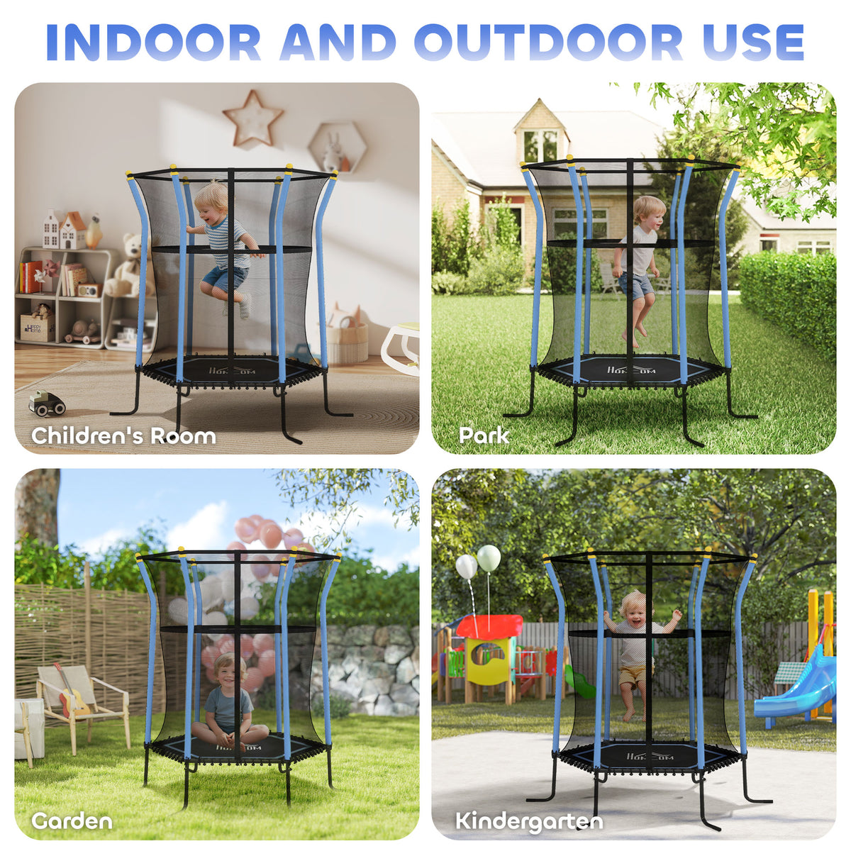 Kids Trampoline Mini Bouncer with Enclosure Safety Net For Ages 3-10 Years