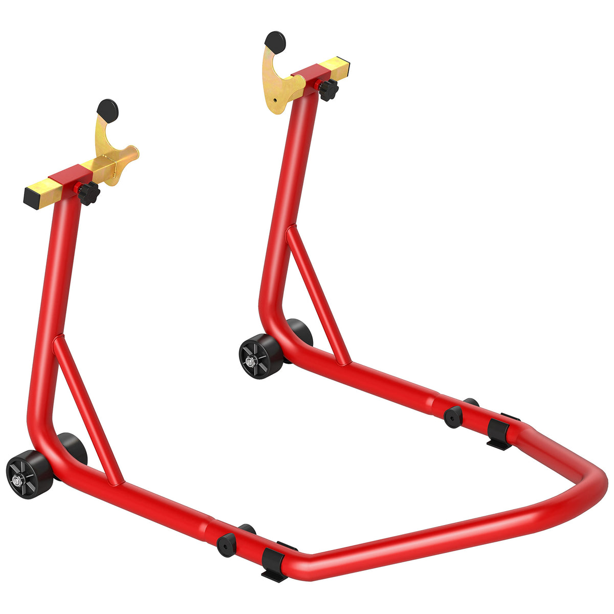 Motorcycle Rear Wheel Stand, 544 kg Capacity Heavy Duty Steel Motorbike Motorcycle Paddock Stand Lift with Adjustable U + L Forks, Wheels, Non-Slip Pads for Workshop Garage Repair, Red