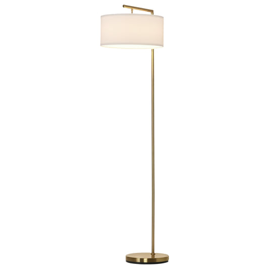 Floor Lamp, Modern Standing Lamp with Linen Lampshade, Round Base for Living Room, Bedroom, Dining Room, 153cm