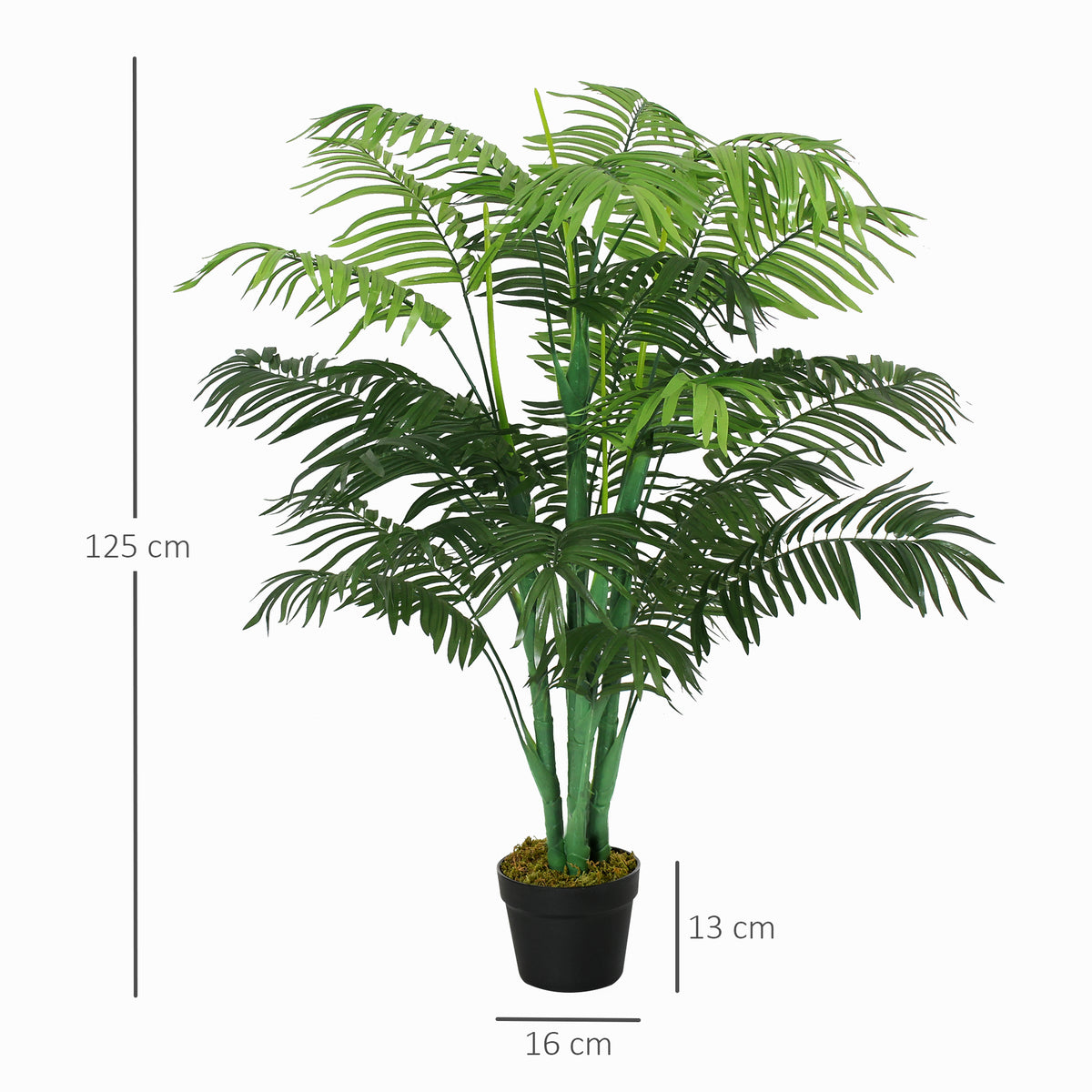 125cm/4FT Artificial Palm Plant Decorative Tree with Nursery Pot, Fake Plastic Indoor Home Office Décor, Green