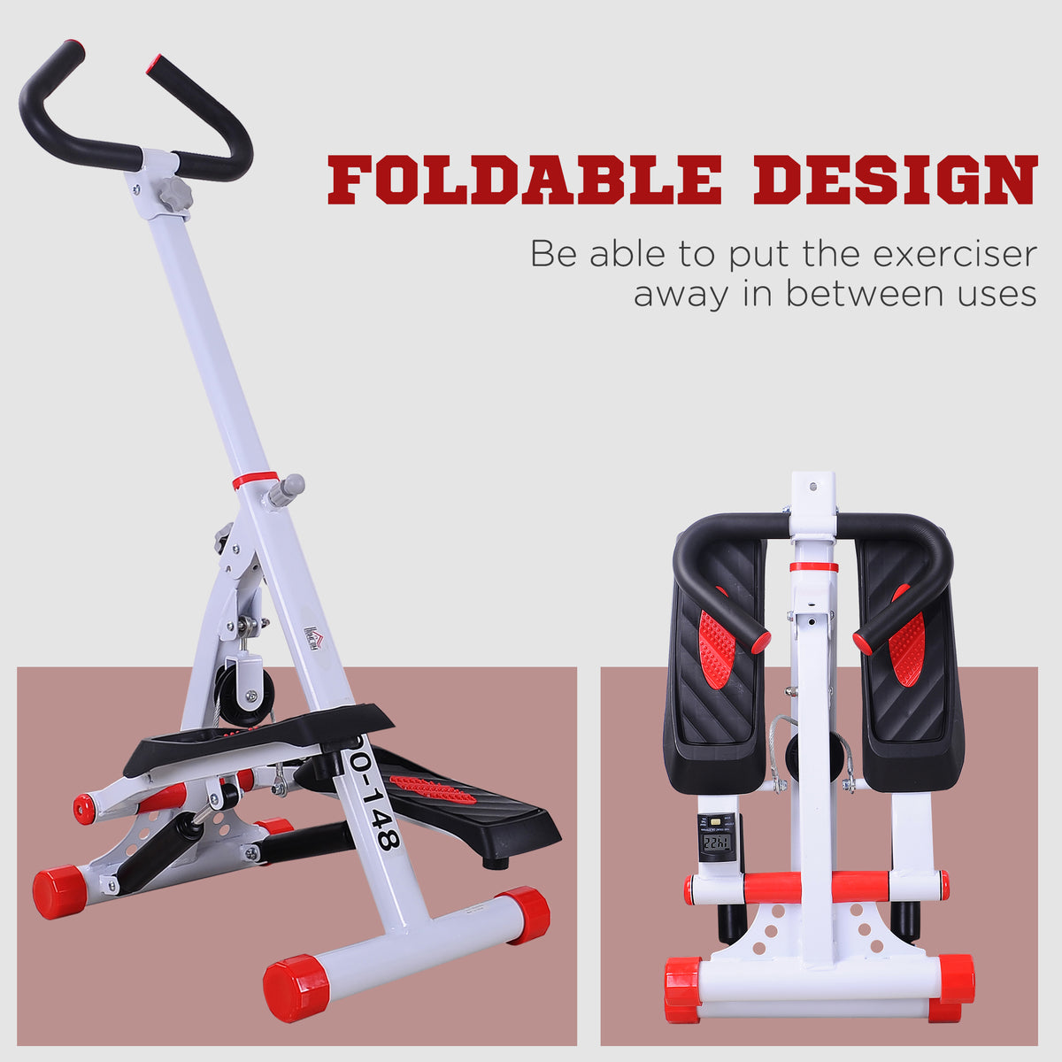Stepper w/ Handle Hand Grip Workout Fitness Machine For Fitness Aerobic Exercise Home Gym Red
