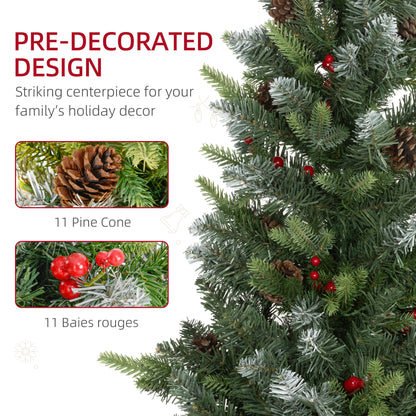 Set of Two 3ft Christmas Trees, with Lights, Berries and Pinecones