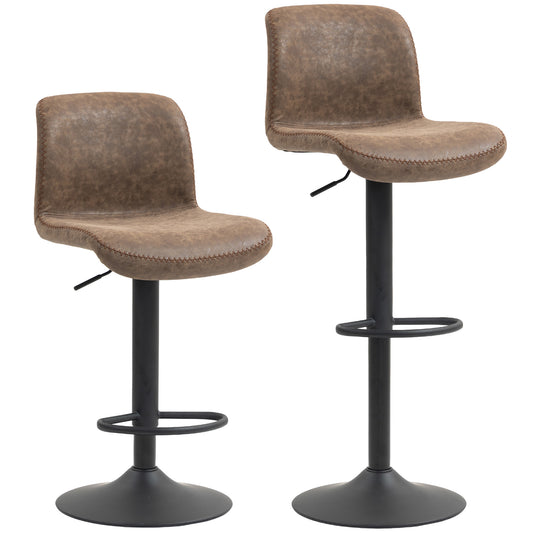 Bar Stools Set of 2, PU Leather Barstools with Backrest and Footrest for Kitchen, Counter, Breakfast Bar