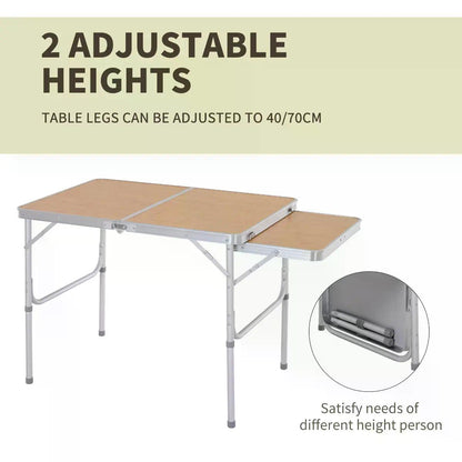 3ft Aluminium MDF-Top Folding Picnic Table Portable Camping Table