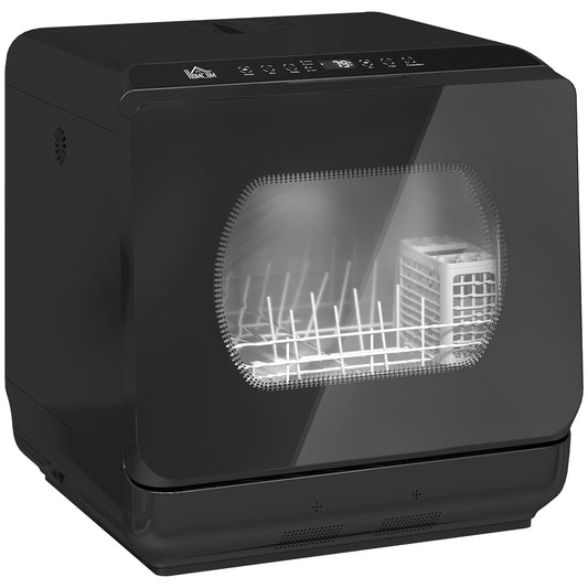 Table Top Dishwasher with Built-in 6L Water Tank, Mini Countertop Dishwasher with 6 Programs, 4 Place Settings