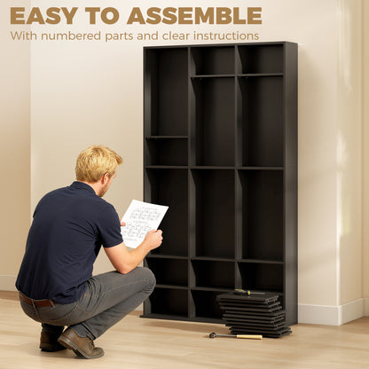835 CD/500 DVD Storage Unit, Blu-ray Media Storage Shelf with 27 Compartments and 21 Adjustable Shelves