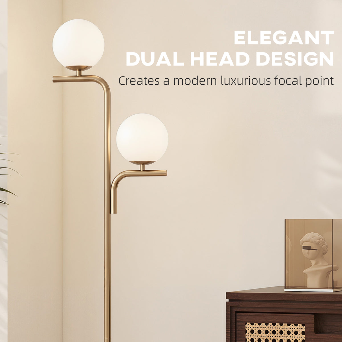 LED Floor Lamp, Modern Standing Lamp with 3 Colour Temperatures, Globe Glass Shades and Foot Switch