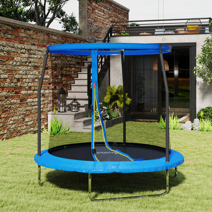 8ft Trampoline with Safety Enclosure Net, Steel Frame Outdoor Trampoline, with Edge, Safety Cover