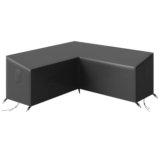 V-Shaped Patio Furniture Cover, Waterproof Outdoor V-Shaped Sectional Sofa Cover, Anti-UV with Air Vent, Black