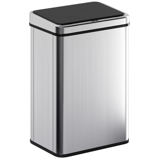 40L Sensor Bin with Soft-Close Lid, Stainless Steel Automatic Touchless Motion Sensor Kitchen Bin, Silver Tone