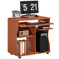 Multi-Storage Compact Work Desk, with Wheels - Cherry Wood Colour