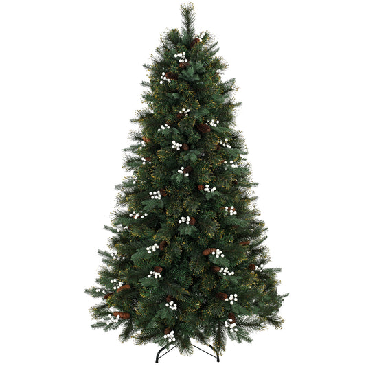 6ft Artificial Christmas Tree, Fir Hinged Xmas Tree with 716 Branch Tips, Foldable Metal Stand, Easy Assembly, Green
