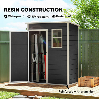 5' x 3' Garden Shed with Floor, Outdoor Storage Shed with Lockable Door, Window and Vent