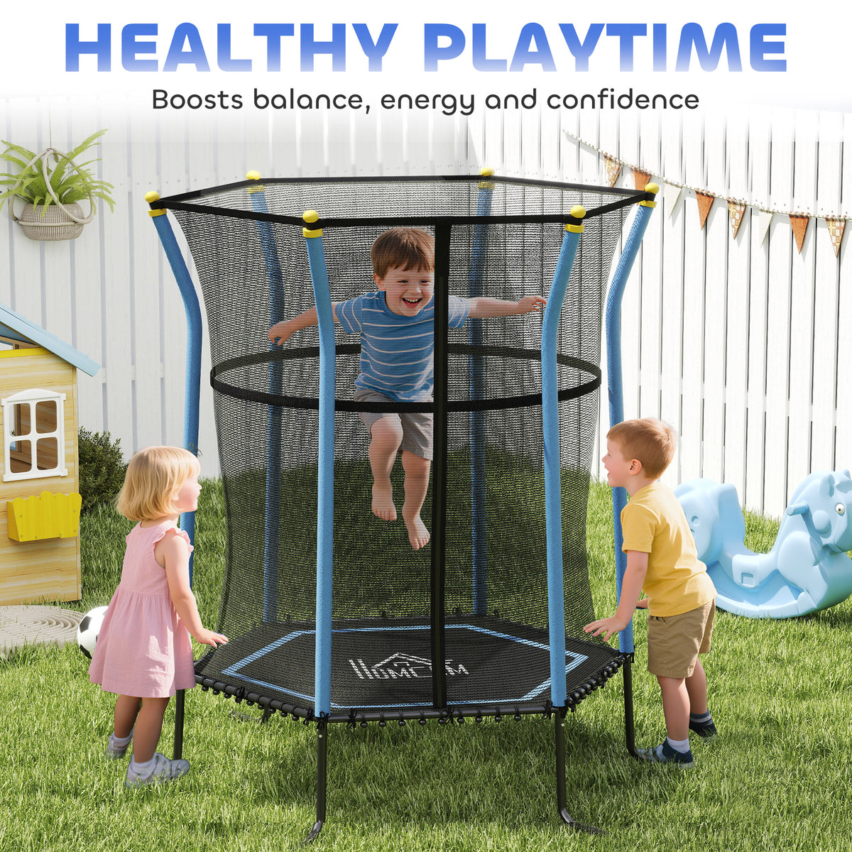 Kids Trampoline Mini Bouncer with Enclosure Safety Net For Ages 3-10 Years