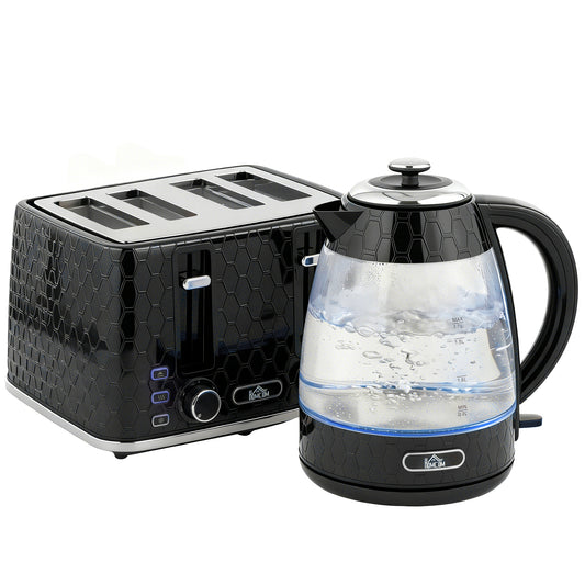 Kettle and Toaster Set, 1.7L 3000W Rapid Kettle with Strix Thermostat, 4 Slice Toaster with 7 Browning Controls