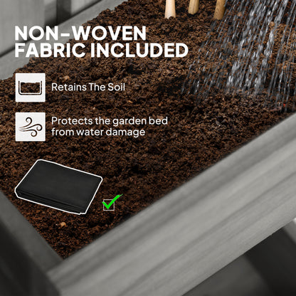 Wall-mounted Wooden Garden Planters with Trellis, Drainage Holes and 3 Planter Boxes for Patio