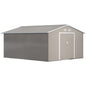 13 x 11ft Large Garden Shed, Mental Garden Storage Shed with Foundation Kit Ventilation & Doors, Light Grey