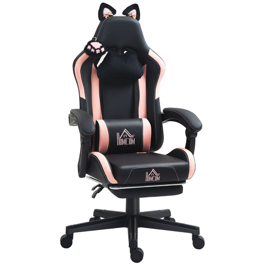 Cat Ear and Paw Reclining Office Chair, with Footrest