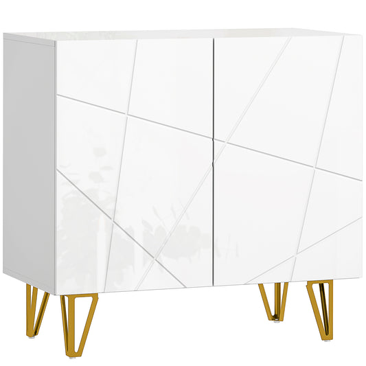 Modern Luxe High Gloss Sideboard, with Hairpin Legs - White
