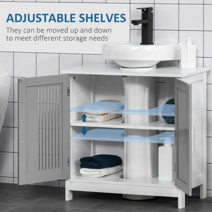 Modern Under Sink Cabinet with 2 Doors, Bathroom Vanity Unit, Pedestal Under Sink Design, Storage Cupboard with Adjustable Shelves