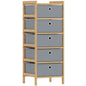 Chest of Drawers, 5 Fabric Drawers Narrow Dresser with Bamboo Frame, Light Grey