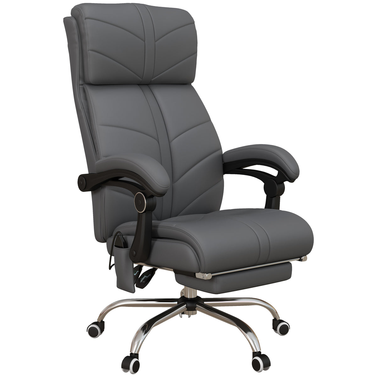 High Back Vibration Massage Office Chair, Heated Reclining PU Leather Computer Chair with Footrest