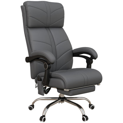 High Back Vibration Massage Office Chair, Heated Reclining PU Leather Computer Chair with Footrest