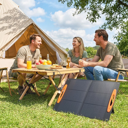 100W Portable Solar Panel, Foldable Solar Charger with USB-A & USB-C Fast Charging Output, IP67 Waterproof for Mobile Phone Power Bank Flashlight Fans Camping Backpacking Hiking