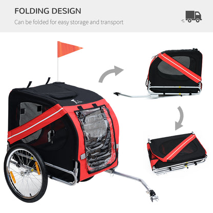 Bicycle Pet Trailer in Steel Frame-Red/Black