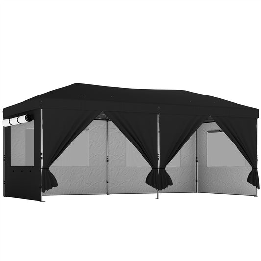 3 x 6 m Pop Up Canopy with UV50+ Protection Garden Gazebo with 6 Sidewalls