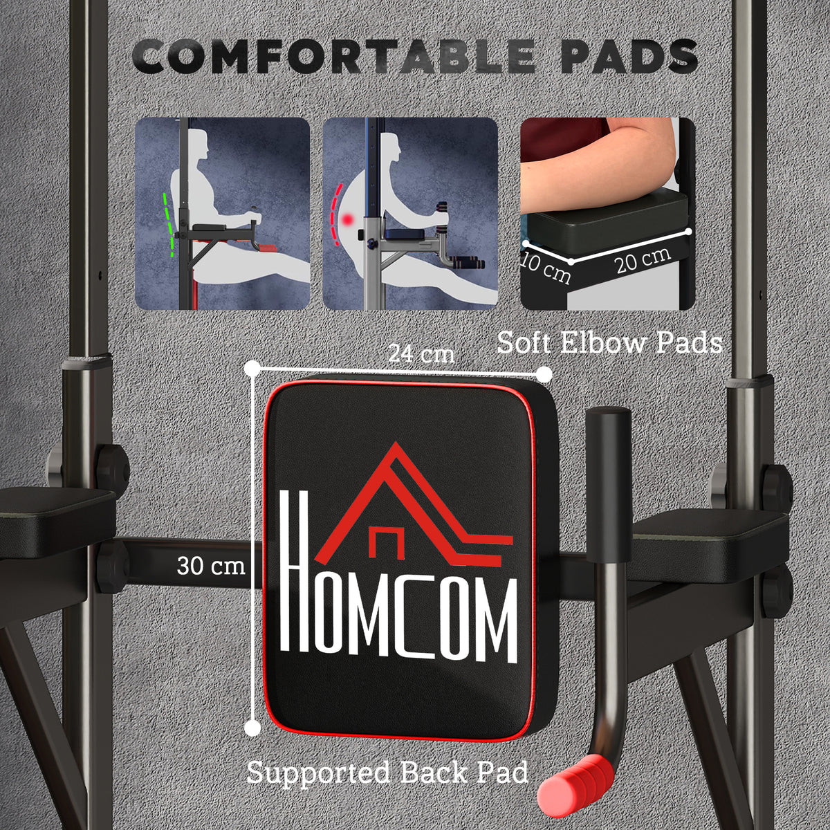 Power Tower Station with Dip Stand, Pull Up Bar Home Office Gym Training Workout Equipment