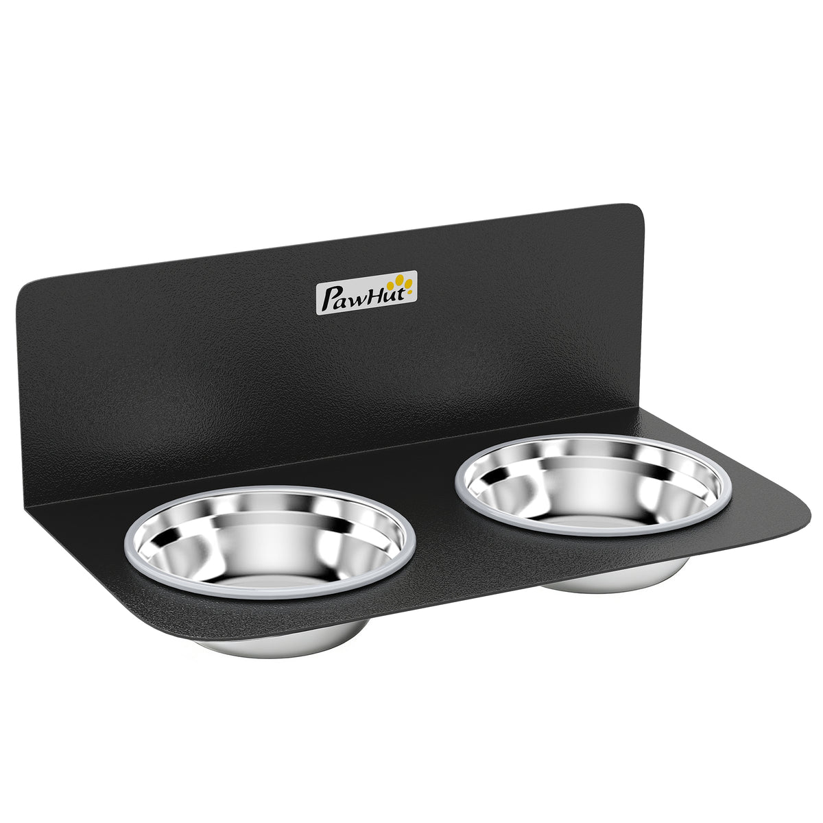 Wall Mount Dog Bowls, Adjustable Height Raised Dog Feeding Station with 2 Stainless Steel Bowls, 10kg Capacity, Black