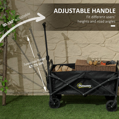 93L Festival Trolley on Wheels, Garden Folding Trolley Cart, 100kg Heavy Duty Collapsible Folding Wagon with Adjustable Handle and Carrying Bag for Beach, Camping, Festival