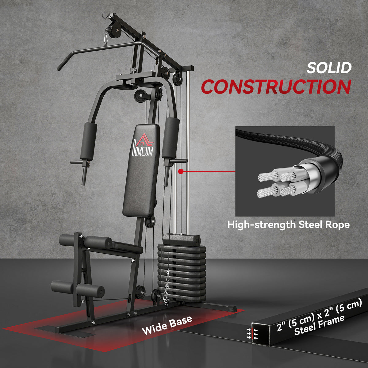 Multifunction Home Gym Machine, with 45kg Weight Stacks, for Strength Training