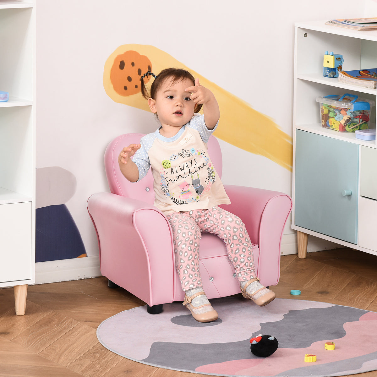 Kids Armchair Toddler Chair Seating Relax Playroom Seater Girl Princess Pink
