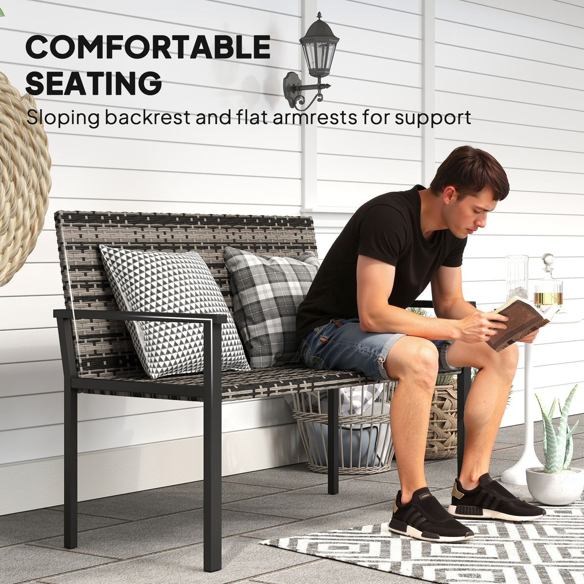 Two-Seater Rattan Bench