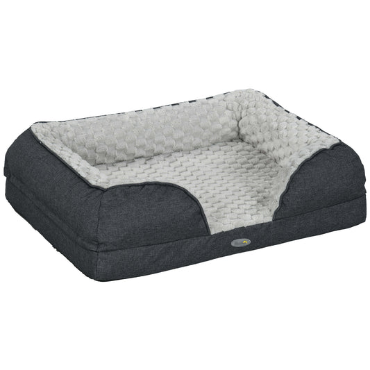 Calming Dog Bed Pet Mattress w/ Removable Cover, Anti-Slip Bottom, for Small Dogs, 70L x 50W x 18Hcm - Charcoal Grey